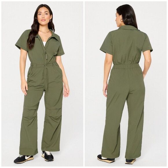 Fabletics Pants - Fabletics Woven Flight Suit in Utility Green XL